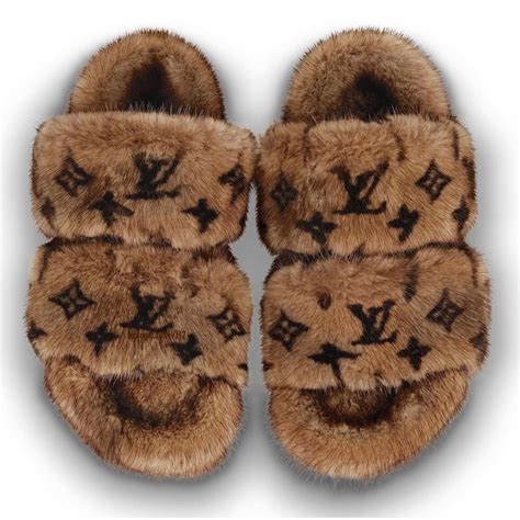 louis vuitton mink slippers|mink fur dia slippers.